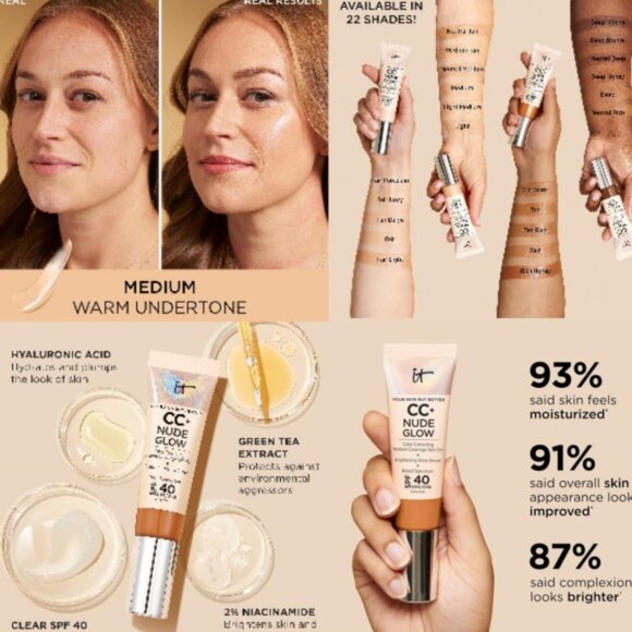 it cosmetics CC+ Nude Glow Foundation SPF 40 + Glow Serum Medium 🆕FAST😮‍💨⚡🚚 - Picture 1 of 16